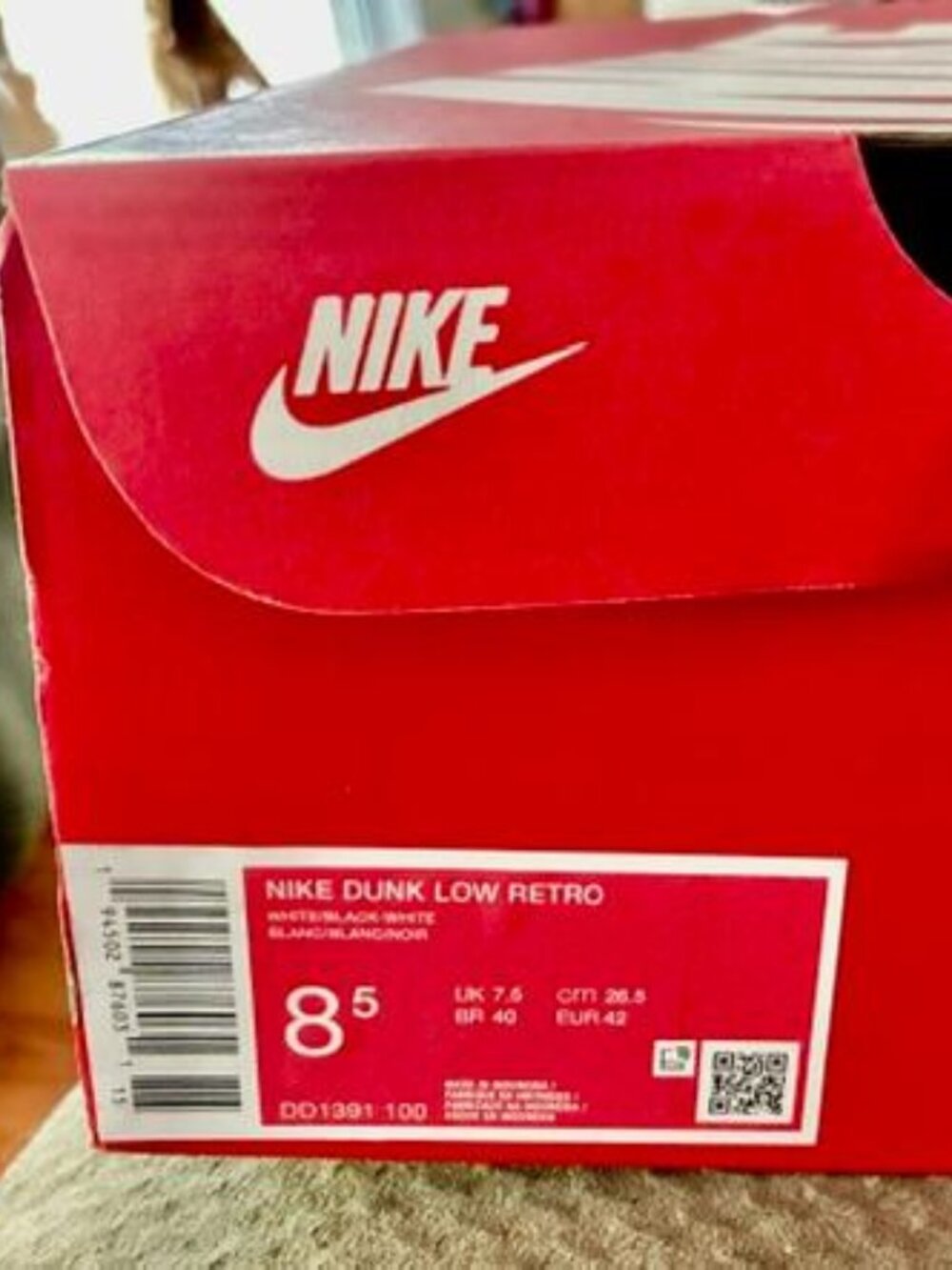 NIKE DUNK LOW RETRO MENS SHOES SZ 8.5 WHITE /BLACK #DO1391-100 BRAND NEW IN BOX!